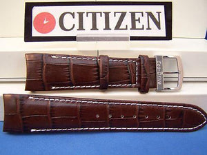Citizen watchband AT0550-11X. ECO Drive 22mm Curved End Brown Leather .