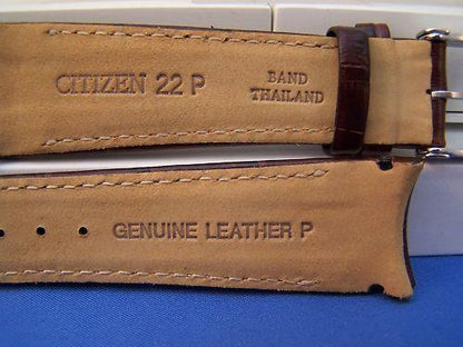 Citizen watchband AT0550-11X. ECO Drive 22mm Curved End Brown Leather .