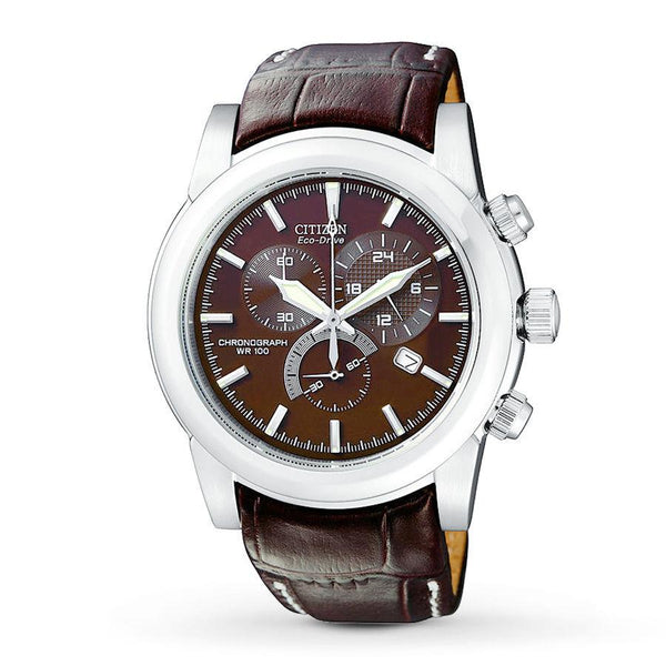 Citizen watchband AT0550-11X. ECO Drive 22mm Curved End Brown Leather .
