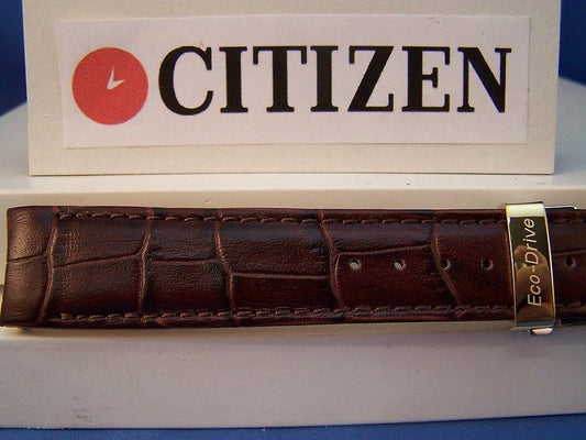 Citizen Watchband BL8000-08 ECO Drive Brown Curved End Leather.Gold Tone Buckle