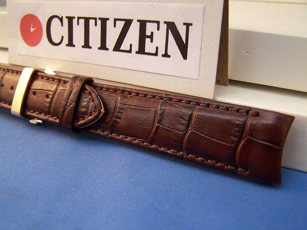 Citizen watchband BL8000-08 ECO Drive Brown Curved End Leather.Gold Tone Buckle