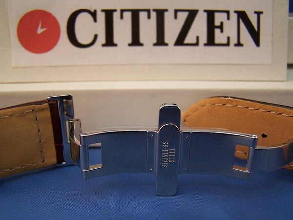 Citizen watchband BL8000-08 ECO Drive Brown Curved End Leather.Gold Tone Buckle