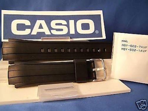 Casio watchband MSY-502.  Black Resin  W/ Pins