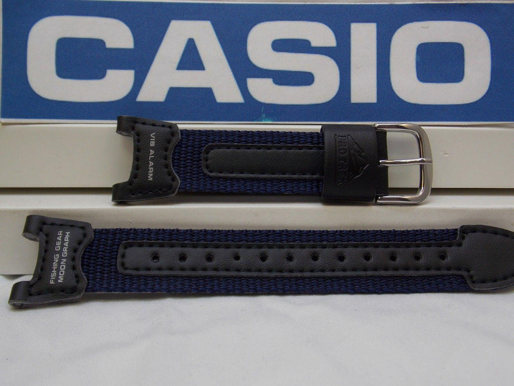 Casio watchband PRS-400 B-2 blue Leather/Nylon .Fishing Gear Moon