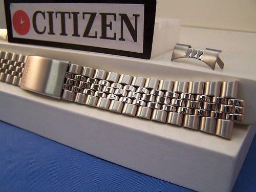 Citizen watchband AD6060 20mm Stainless Steel Curved End Logo Bracelet