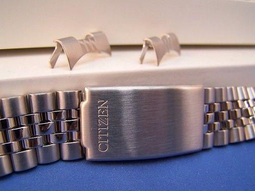 Citizen watchband AD6060 20mm Stainless Steel Curved End Logo Bracelet