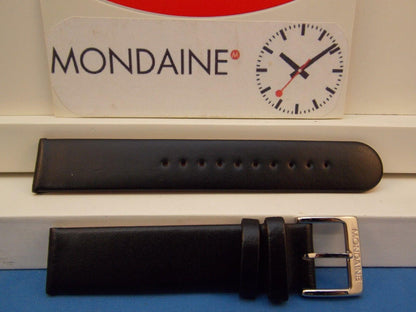 Mondaine Swiss Railways watchband FE3118.22Q 18mm Black Leather  Red Back