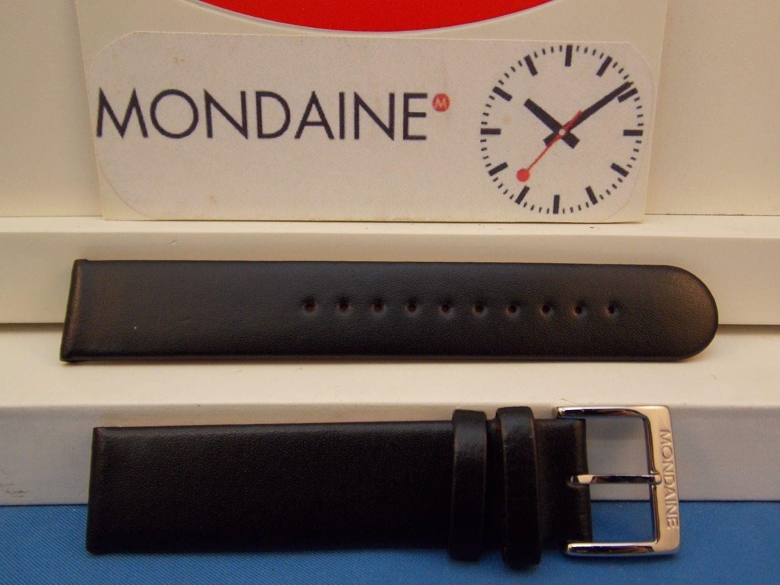 Mondaine Swiss Railways watchband FE3118.22Q 18mm Black Leather  Red Back
