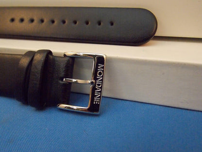 Mondaine Swiss Railways watchband FE3118.22Q 18mm Black Leather  Red Back