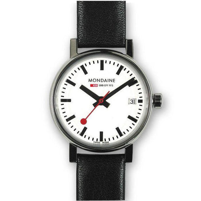 Mondaine Swiss Railways watchband FE3118.22Q 18mm Black Leather  Red Back