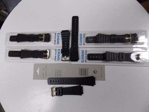 Casio Watch Bands SIX: DW-210,DW-240,DW-260,DW-270.Black Strap w/GoldTn buckle
