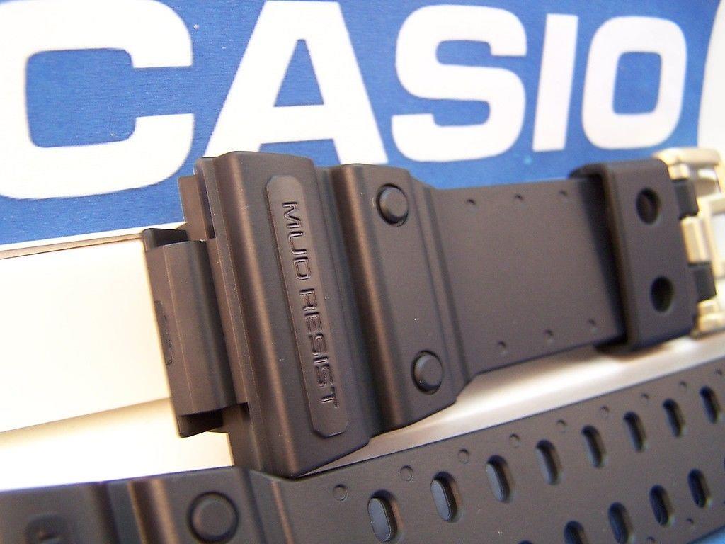 Casio Watchband GXW-56 GB-1V.G-Shock Mud Resist Black Resin Strap gold buckl