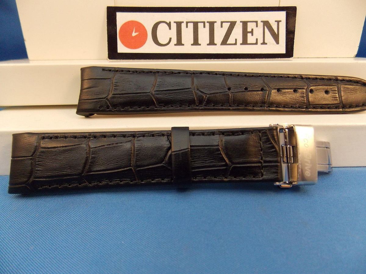 Citizen Watchband BL8000 -03A Black Leather Eco Drive 20mm Curved End Strap