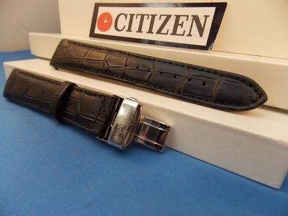 Citizen Watchband BL8000 -03A Black Leather Eco Drive 20mm Curved End Strap