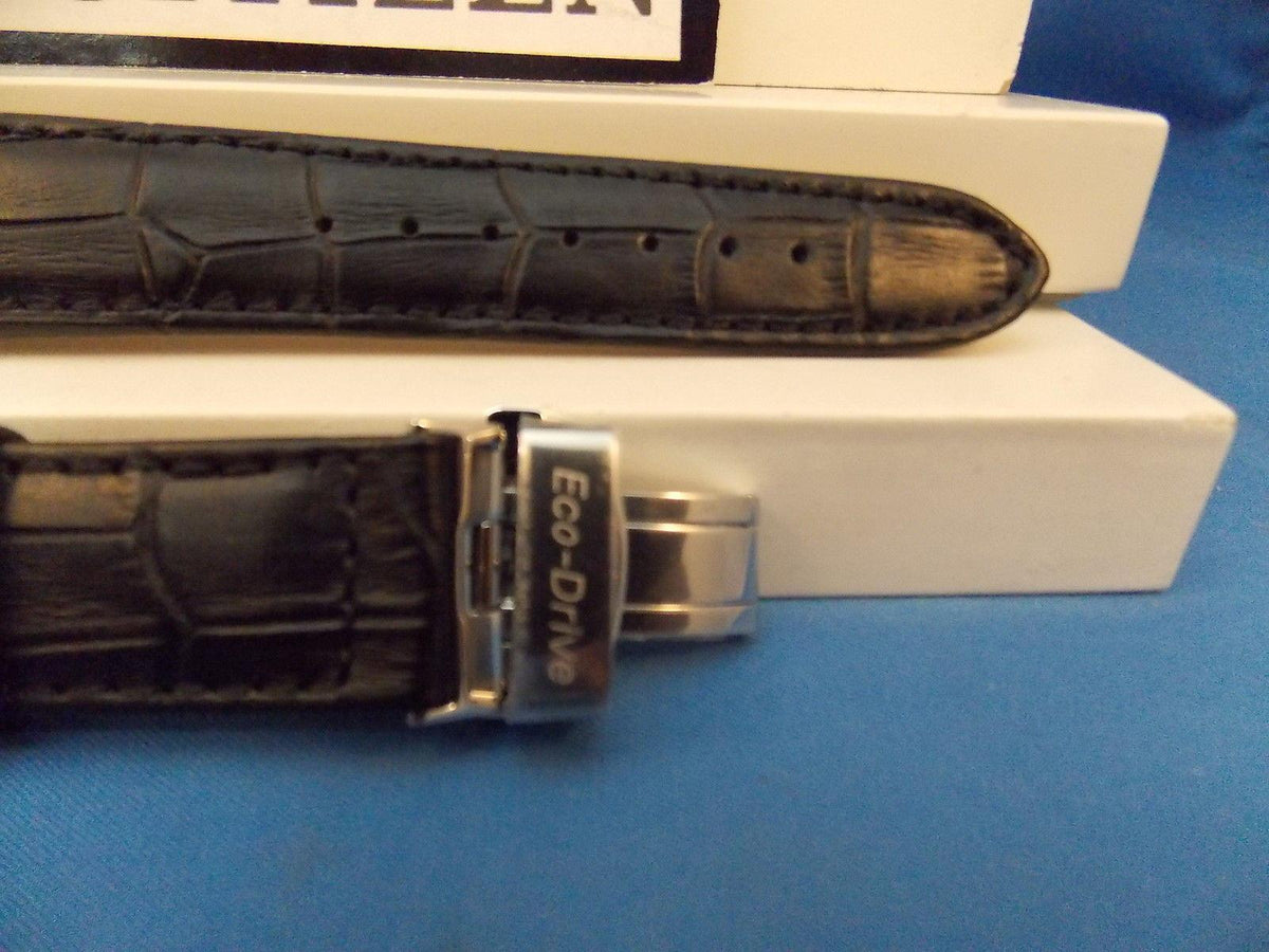 Citizen Watchband BL8000 -03A Black Leather Eco Drive 20mm Curved End Strap