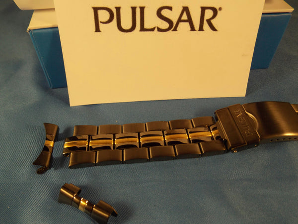 Pulsar watchband PBK003 Black/Gold Tone Bracelet  Back # V072-0050