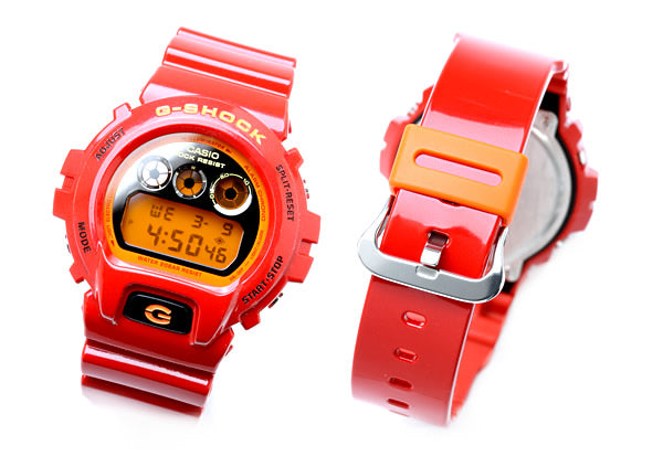 Casio watchband DW-6900 CB-4 Red w/Orange Keeper G-Shock  Watchband