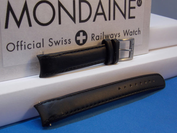 Mondaine Swiss Railways watchband 14mm Extra Long Curved end Leather