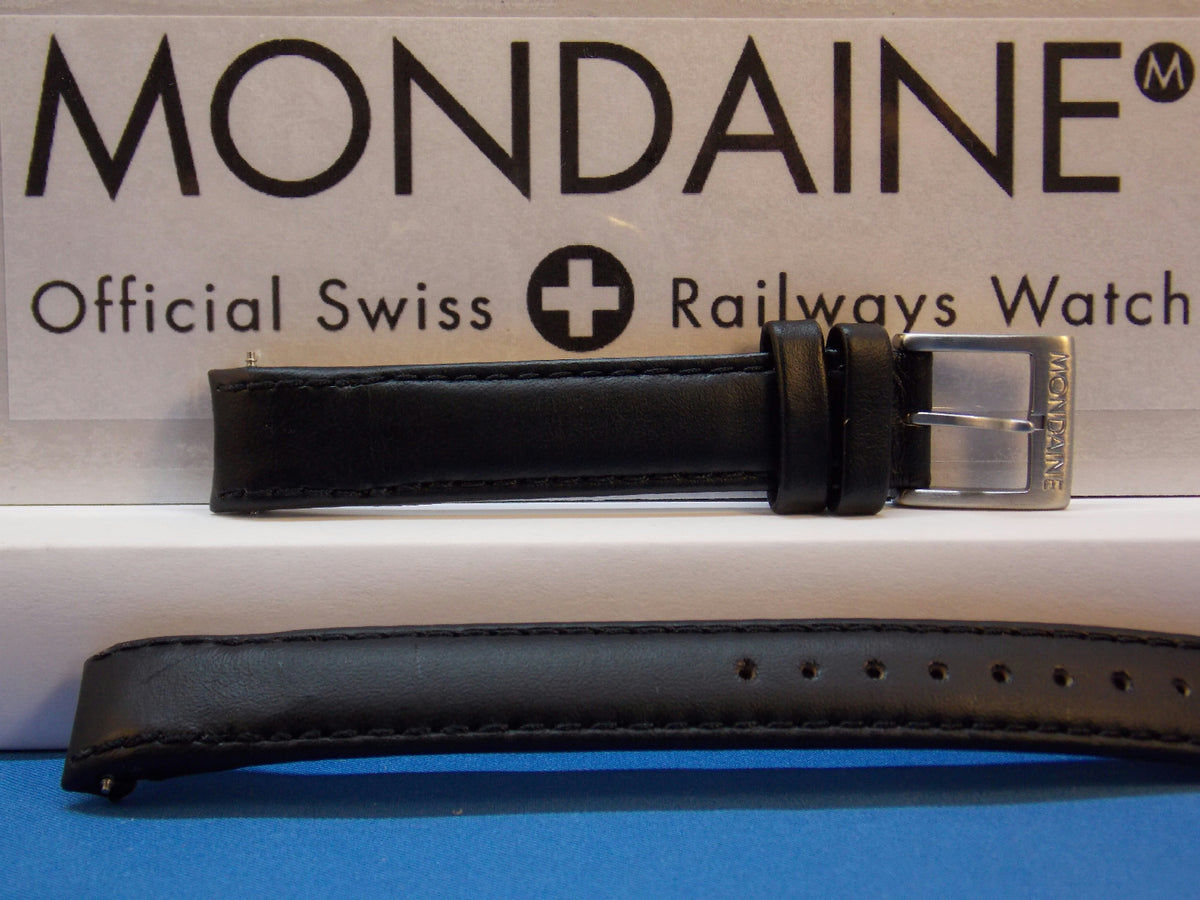 Mondaine Swiss Railways watchband 14mm Extra Long Curved end Leather