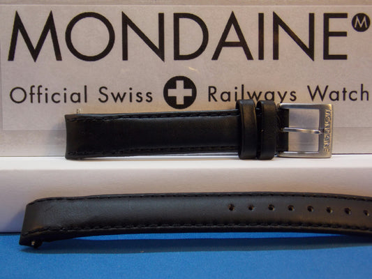 Mondaine Swiss Railways watchband 14mm Extra Long Curved end Leather