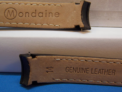 Mondaine Swiss Railways watchband 14mm Extra Long Curved end Leather