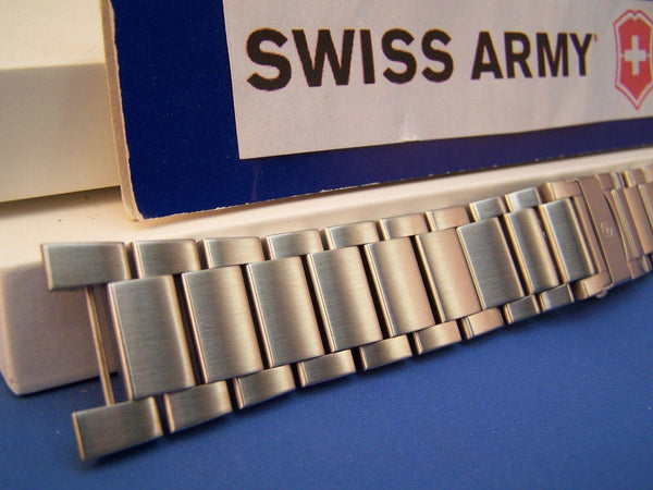 Swiss Army watchband Convoy Bracelet Steel w/Push Button Butterfly Clasp & Pins