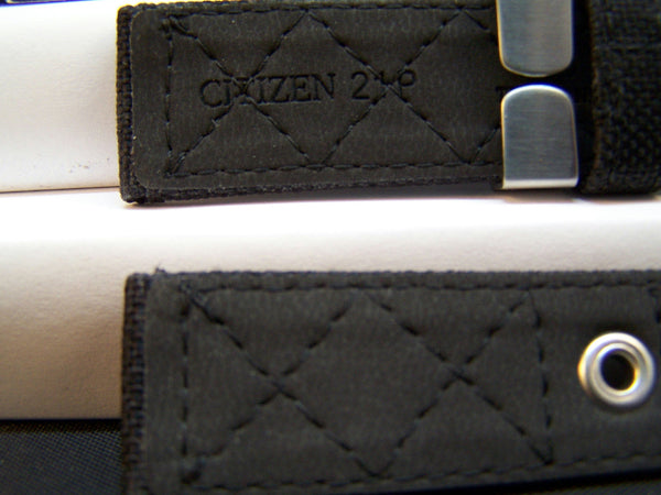 Citizen Watchband BM6400 21mm Black Thick Stitched Fabric With Metal Eyelets