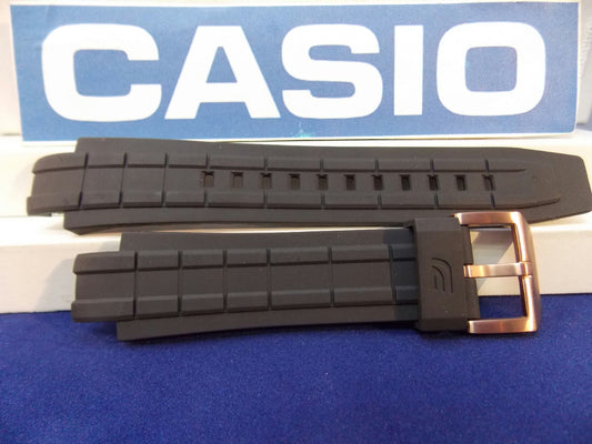 Casio Watchband EFX-700 & EFX-500 Black Rubber Strap Edifice w/Bronze Tone bkl