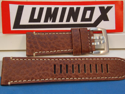 Luminox Watchband 1860/1869 Brown Buffalo Leather w/White Stitching 26mm