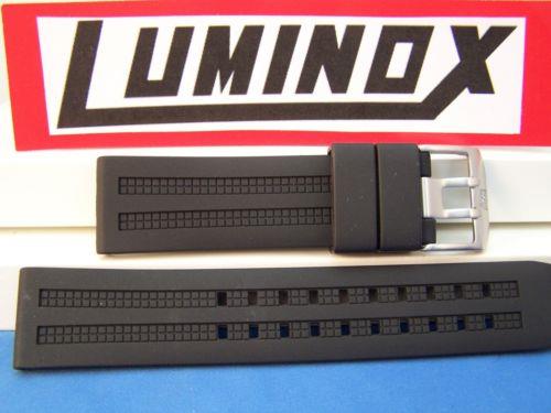 Luminox WatchBand 8050 8150 8250 850 Navy Seals 22mm Blk Rub w/Steel Logo Bkl