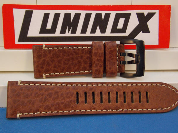 Luminox Watchband Series 1860 Dark Brown Buffalo Leather w/White Stitching 26mm
