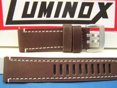 Luminox WatchBand 1800/1801 Field Brown 23mm Leather Strap.Steel Buckle.