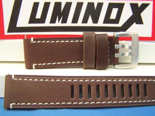 Luminox WatchBand 1800 Field Brown 23mm Leather Watchband-. Steel Buckle