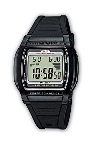 Casio watchband W-201 Black Resin  for Illuminator model 18mm X 23.5mm