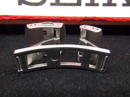 Seiko Watch Parts 17mm Push Button Butterfly Deployment Buckle All Steel W/Pins