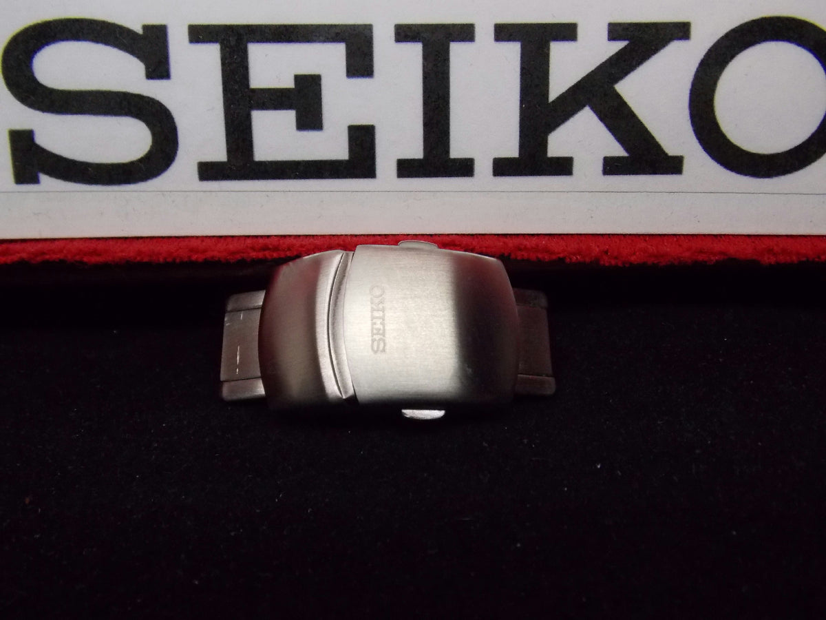 Seiko Watch Parts 17mm Push Button Butterfly Deployment Buckle All Steel W/Pins
