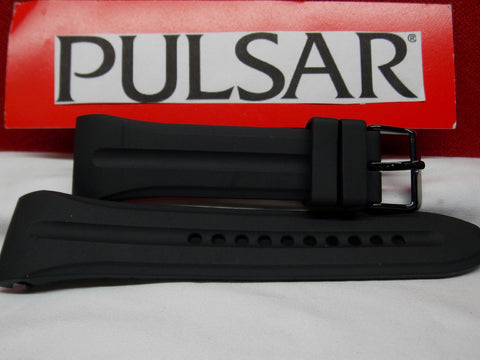 Pulsar watchband PQ2017 PQ2021 Black Resin Curved End Sport . Watchband