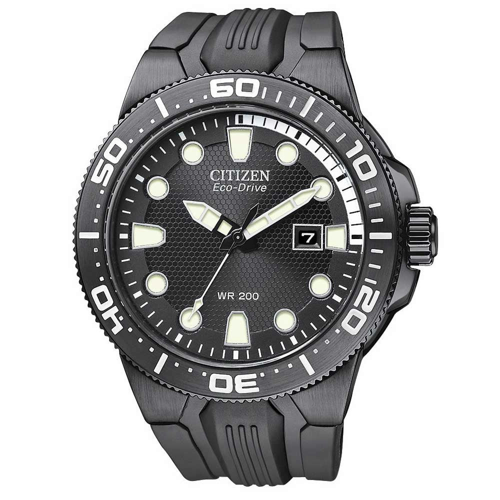 Citizen Watchband BN0095 -08E Black Rubber Strap Eco Drive WR-200 Watchband