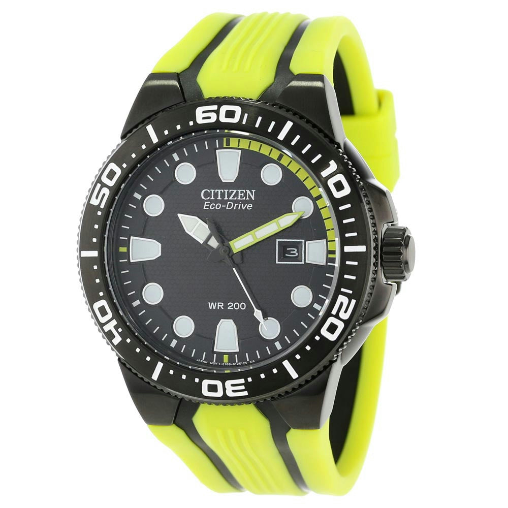 Citizen watchband BN0095 -16E Green/Yellow Rub  Eco Drive WR-200 Watchband