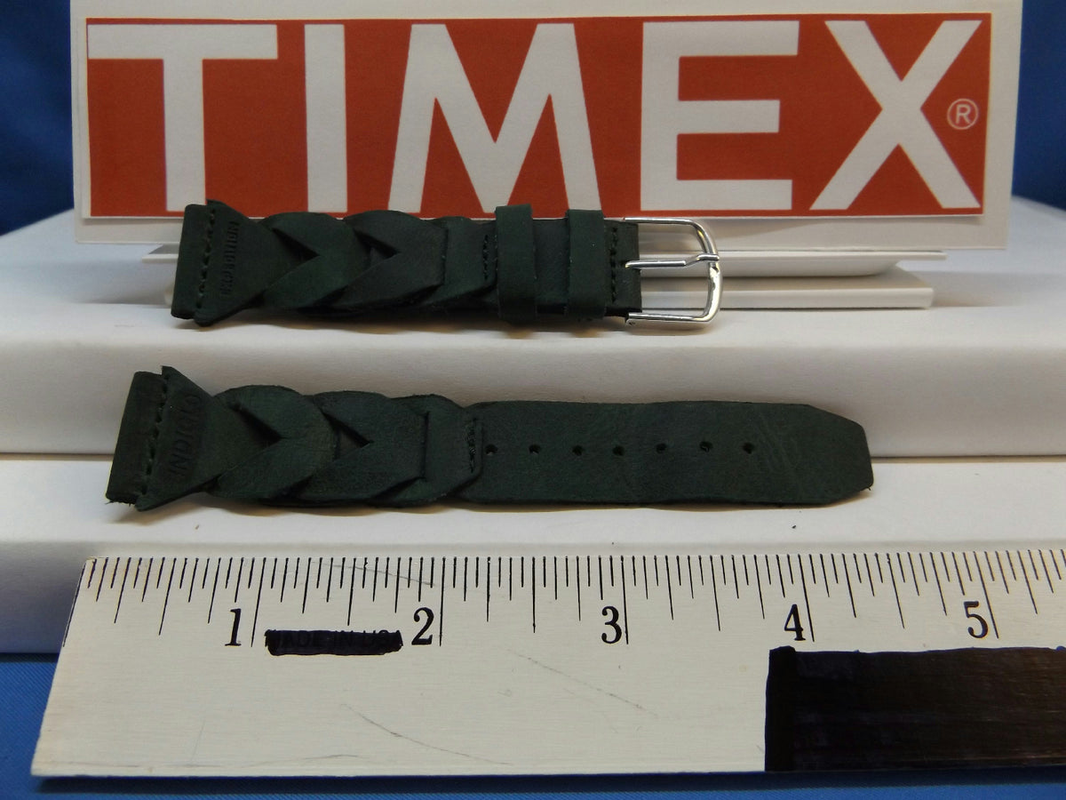Timex watchband Braided Green 20mm Expedition Indiglo Leather  Mens