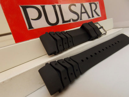 Pulsar watchband PW3003 20mm Black Resin Divers Style . Watchband.