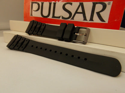 Pulsar watchband PW3003 20mm Black Resin Divers Style . Watchband.