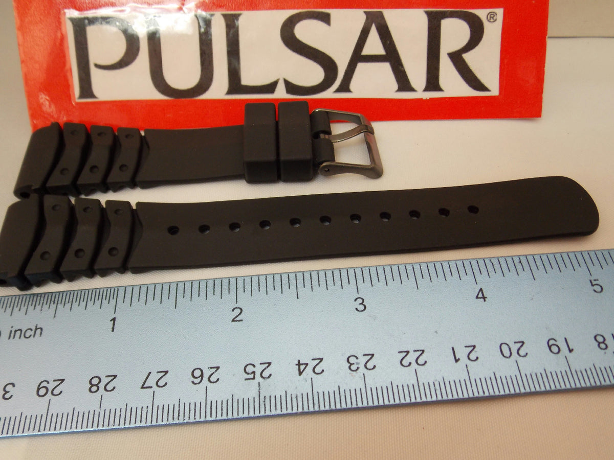 Pulsar watchband PW3003 20mm Black Resin Divers Style . Watchband.
