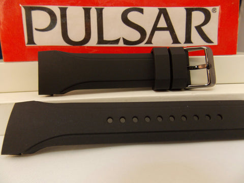 Pulsar watchband PS9099 Curved End Black Resin . Watchband.