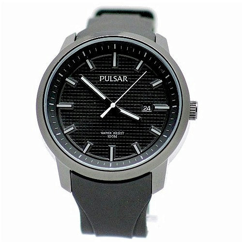 Pulsar watchband PS9099 Curved End Black Resin . Watchband.
