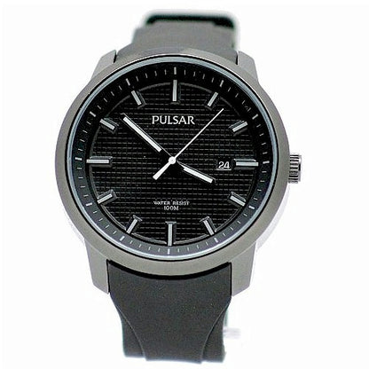 Pulsar watchband PS9099 Curved End Black Resin . Watchband.