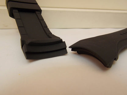 Pulsar watchband PS9099 Curved End Black Resin . Watchband.