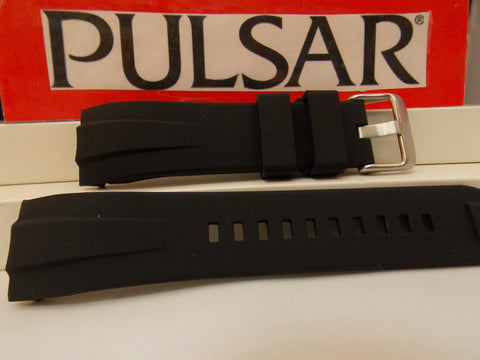 Pulsar Watch Band PS9277 Curved End Black Resin Strap. Watchband.