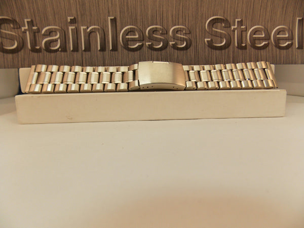 Steel Watchband/Bracelet 22mm Heavy Solid Linked w/Push Button Buckle.