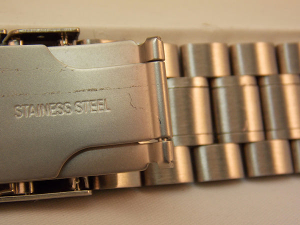 Steel Watchband/Bracelet 22mm Heavy Solid Linked w/Push Button Buckle.